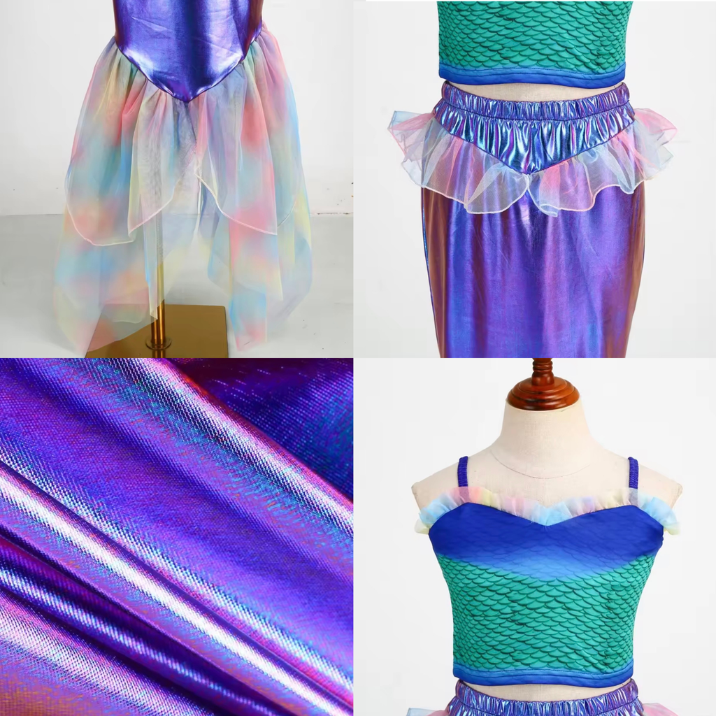 Girls Mermaid Costume with Shimmering Tail | Kids Mermaid Dress-Up Outfit