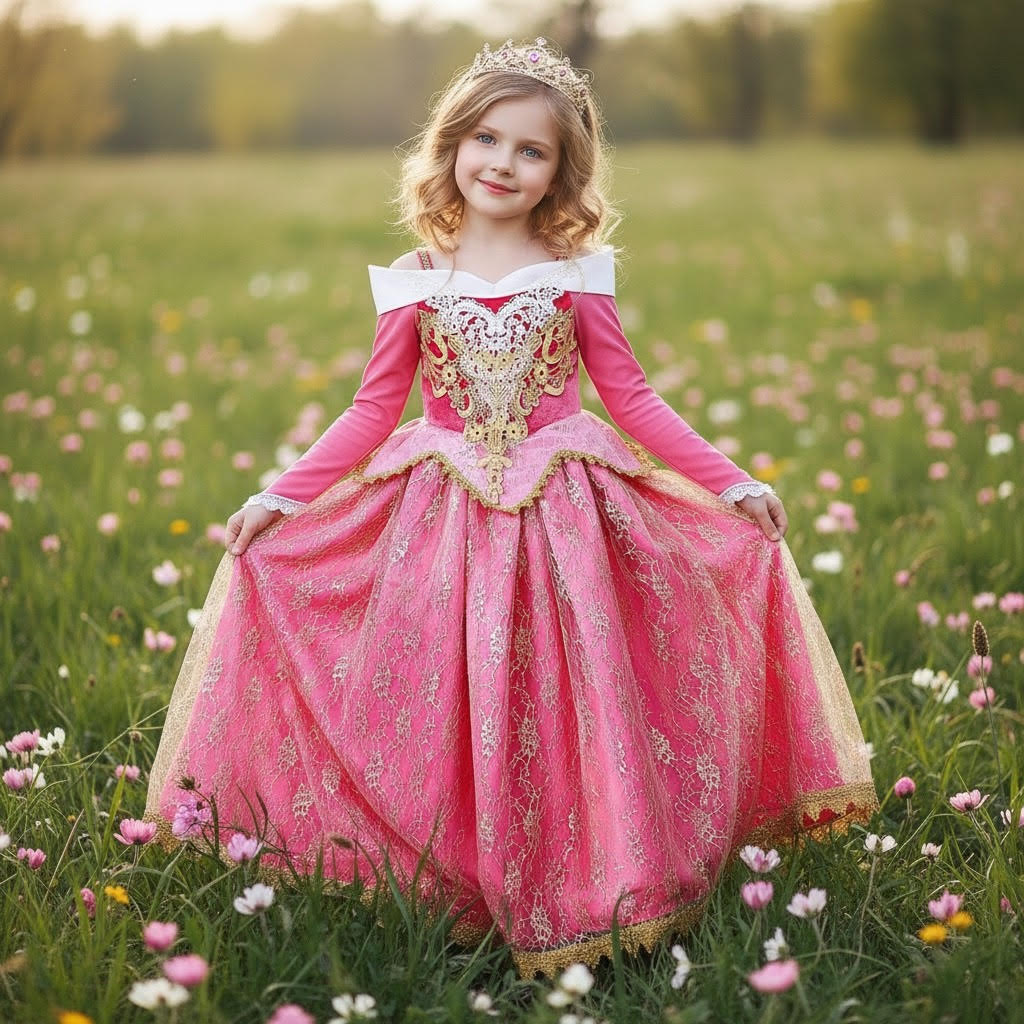 Girls Pink Princess Dress Costume | Kids Fairytale Princess Dress for Birthday, Book Week & Halloween