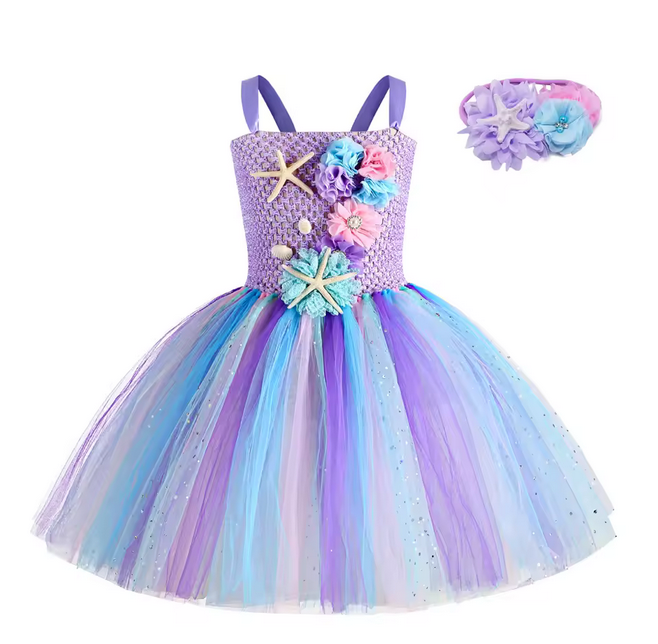 Mermaid Princess Tutu Dress with Accessories | Girls Fancy Dress Costume