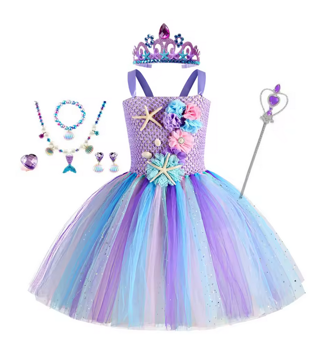 Mermaid Princess Tutu Dress with Accessories | Girls Fancy Dress Costume