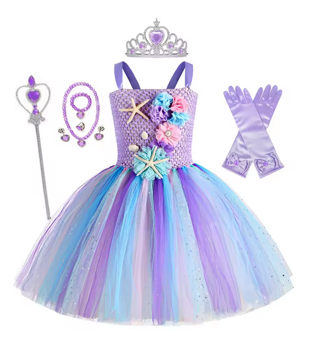 Mermaid Princess Tutu Dress with Accessories | Girls Fancy Dress Costume
